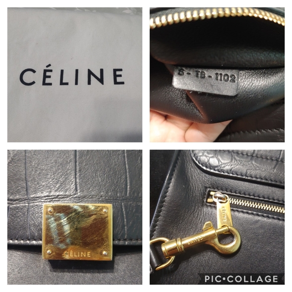 Celine Croc Embossed Medium Trapeze - Picture 16 of 16